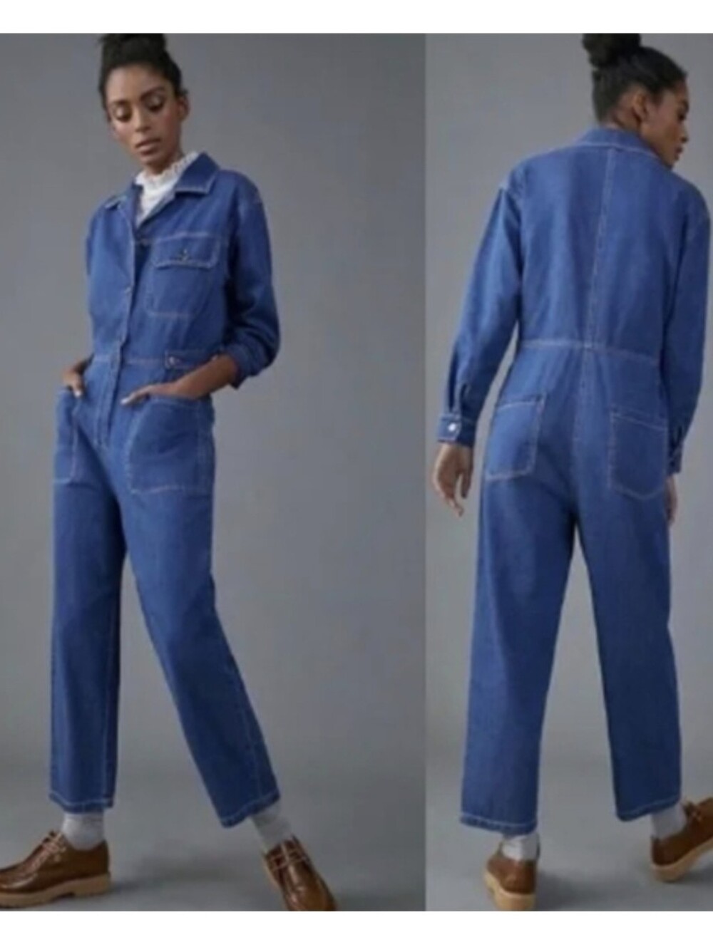 Anthropologie X Mare Aya Denim Utility Jumpsuit - Classic Blue Small